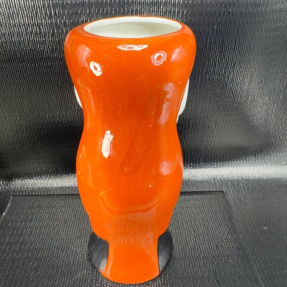 Vintage Ceramic Parrot Macaw Bird Vase Tall Tumbler Cup Red Orange Tall Vessel - Picture 7 of 10